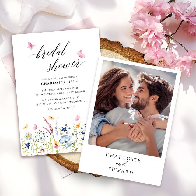 Watercolor Butterflies Blush Pink Bridal Shower Invitation (Creator Uploaded)