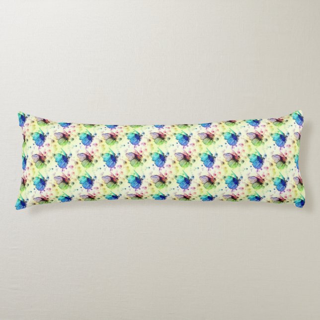 Watercolor Butterflies Body Pillow (Front)