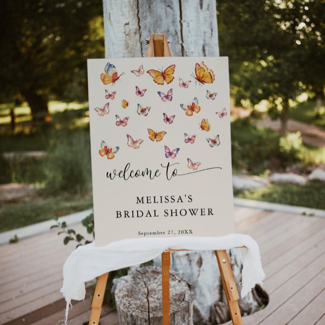 Watercolor Butterflies Bridal Shower Welcome Sign (Creator Uploaded)