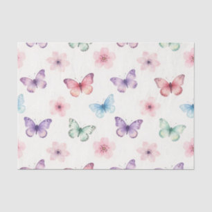 Watercolor Butterflies Cherry Blossoms Pattern Tissue Paper