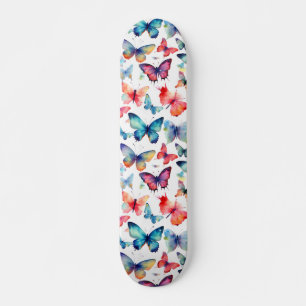 Watercolor Butterflies Colorful Nature Pattern Skateboard