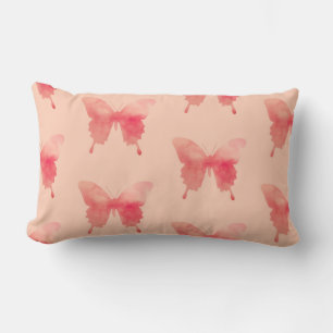 Watercolor Butterflies - Coral and Peach Lumbar Cushion
