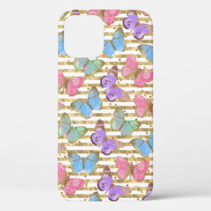 Watercolor Butterflies Gold Glitter iPhone 12 Pro Case