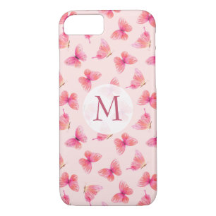 Watercolor Butterflies Monogram Blush Case-Mate iPhone Case