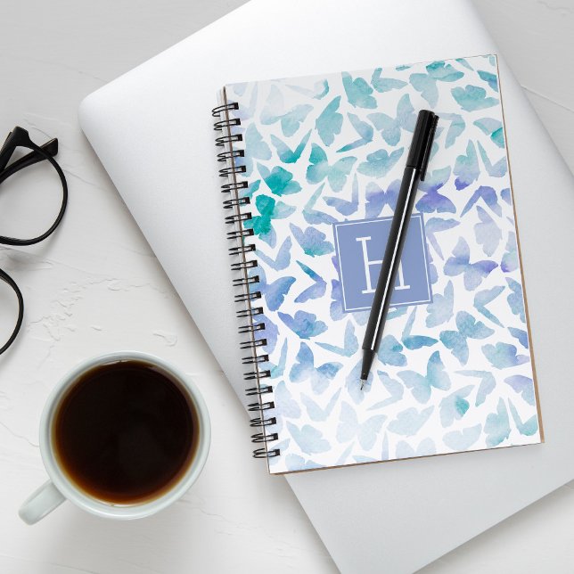 Watercolor Butterflies Monogrammed Notebook (Creator Uploaded)