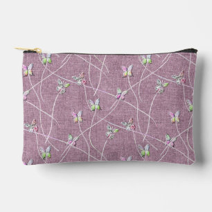Watercolor Butterflies on Dusty Pink Accessory Pouch