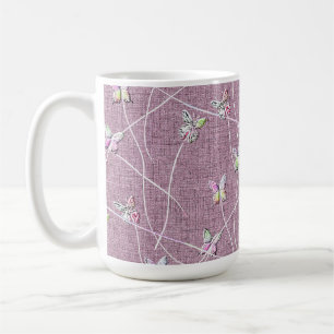 Watercolor Butterflies on Dusty Pink Coffee Mug