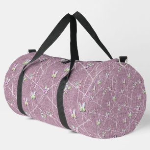 Watercolor Butterflies on Dusty Pink Duffle Bag