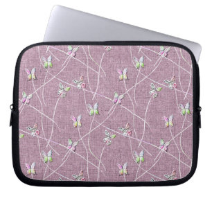 Watercolor Butterflies on Dusty Pink Laptop Sleeve