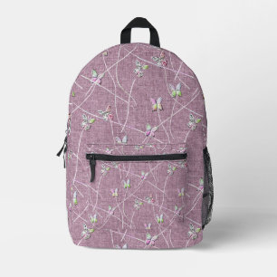 Watercolor Butterflies on Dusty Pink Printed Backpack