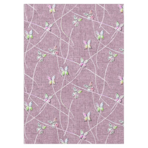 Watercolor Butterflies on Dusty Pink Tablecloth