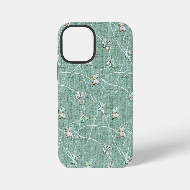 Watercolor  Butterflies on Mint Green  iPhone Case (Back)