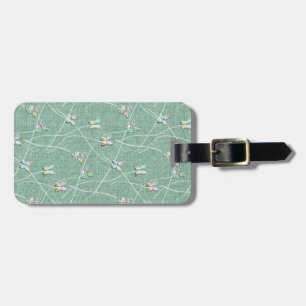 Watercolor  Butterflies on Mint Green  Luggage Tag
