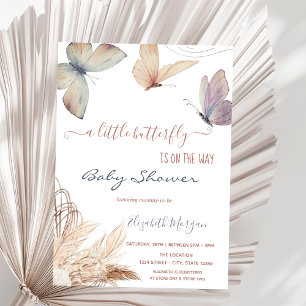 Watercolor Butterflies Pampas Grass Invitation