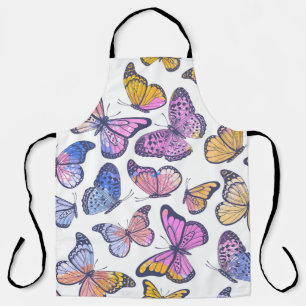 Watercolor Butterflies: Pastel Vintage Pattern. Apron