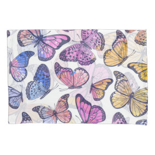 Watercolor Butterflies: Pastel Vintage Pattern. Pillowcase