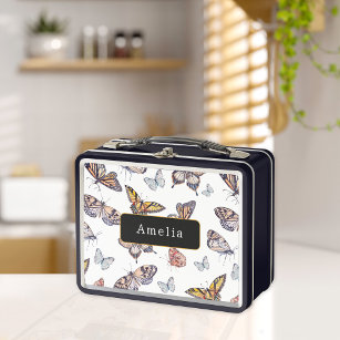 Watercolor Butterflies Personalised Metal Lunch Box