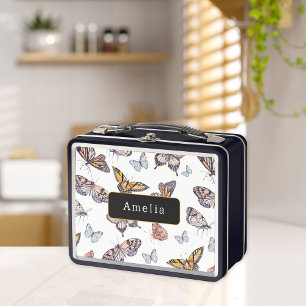 Watercolor Butterflies Personalised Metal Lunch Box
