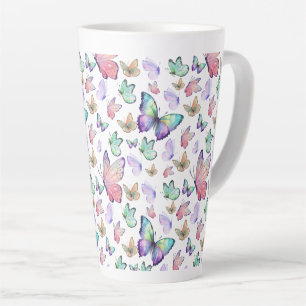 Watercolor Butterflies Seamless Pattern Latte Mug