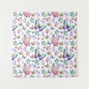 Watercolor Butterflies Seamless Pattern Tapestry