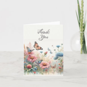 Watercolor Butterflies Thank You Card