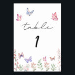 Watercolor Butterflies Wildflower Table Number<br><div class="desc">Introducing our exquisite Watercolor Wildflower Floral Calligraphy Wedding Collection,  a stunning ensemble that exudes elegance and sophistication. Each piece in this collection features delicate watercolor wildflowers,  beautifully intertwined with intricate calligraphy,  creating a romantic and timeless aesthetic that is perfect for your special day.</div>