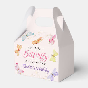 Watercolor Butterfly 1st Birthday Favour Box