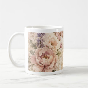 Watercolor butterfly and floral mug
