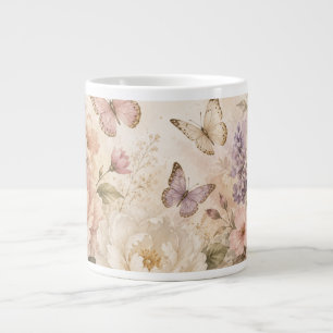 Watercolor butterfly and floral mug