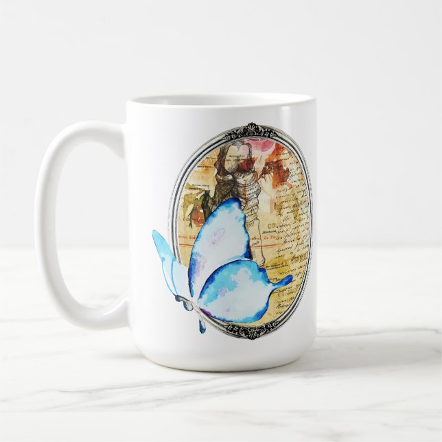 Watercolor Butterfly And Frame Coffee Mug (Left)