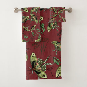 Watercolor butterfly and lavender flower Yoga Mat Bath Towel Set