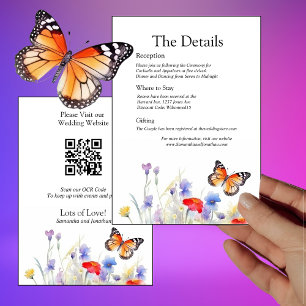 Watercolor Butterfly and Wildflowers Details Card