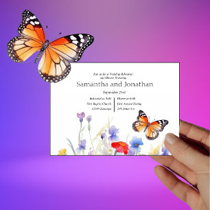 Watercolor Butterfly and Wildflowers Rehearsal  Invitation