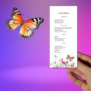 Watercolor Butterfly and Wildflowers Wedding Menu