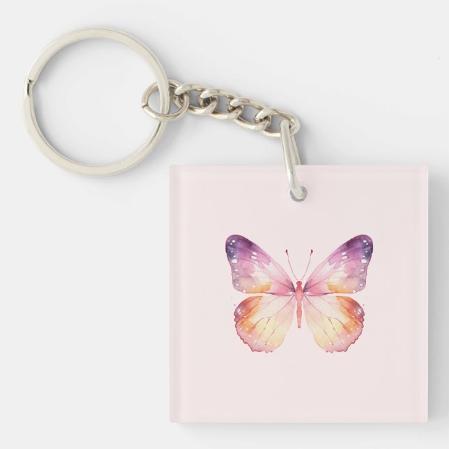 Watercolor Butterfly Art Key Ring (Front)