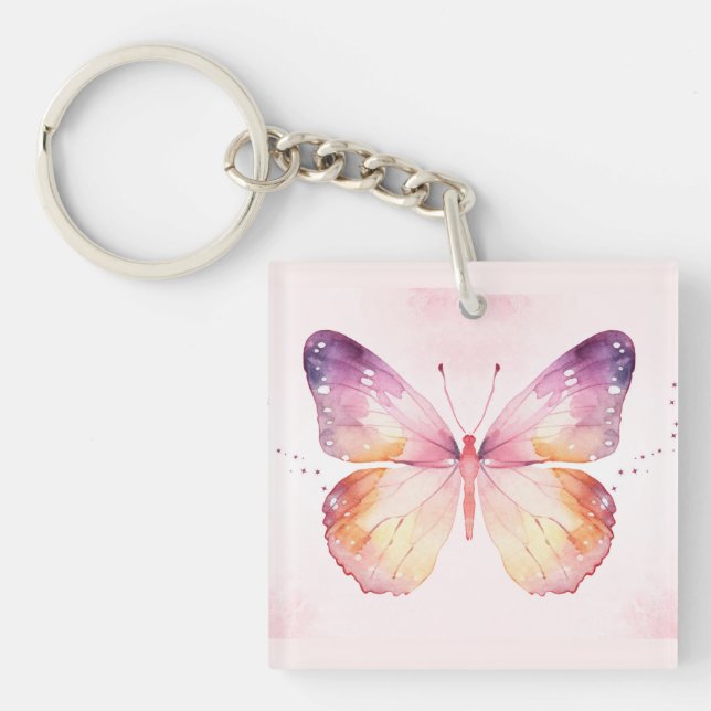 Watercolor Butterfly Art Key Ring (Front)