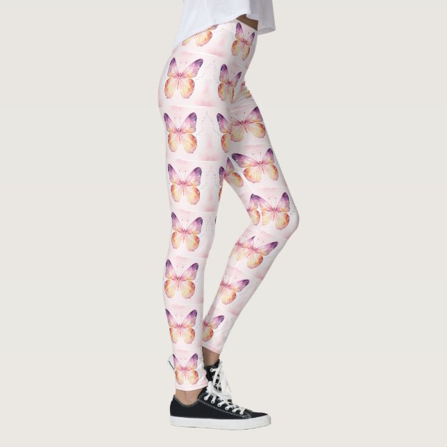 Watercolor Butterfly Art Leggings (Right)