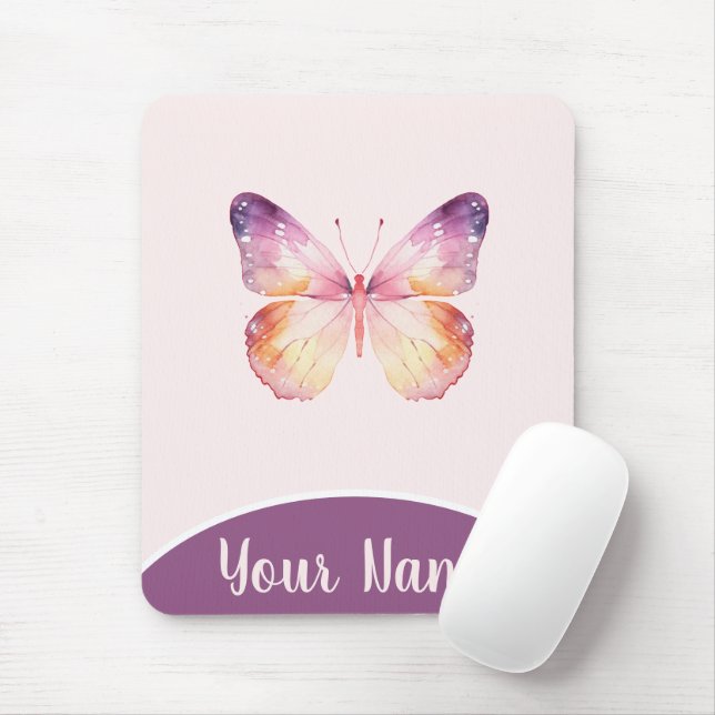 Watercolor Butterfly Art  Mouse Pad (With Mouse)