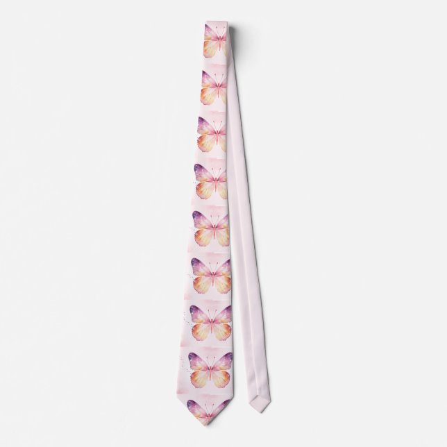 Watercolor Butterfly Art Tie (Front)