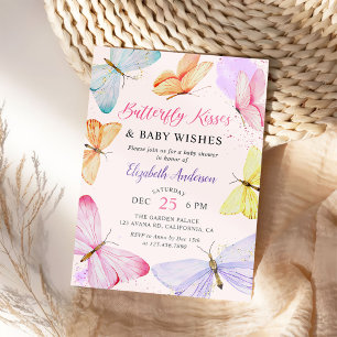 Watercolor Butterfly Baby Girl Baby Shower  Invitation