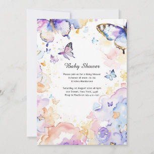 Watercolor Butterfly Baby Shower Invitation