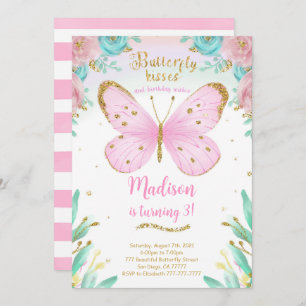Watercolor Butterfly Birthday Invitation
