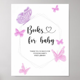 Watercolor butterfly, books for baby poster
