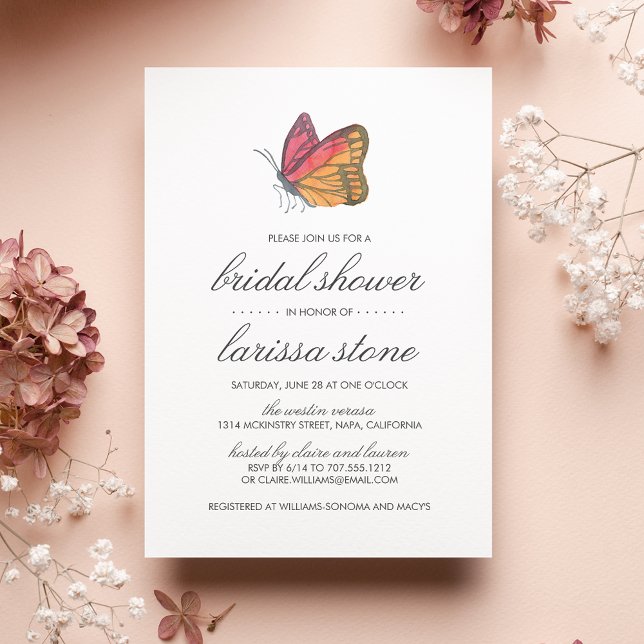 Watercolor Butterfly Bridal Shower Invitation (Creator Uploaded)