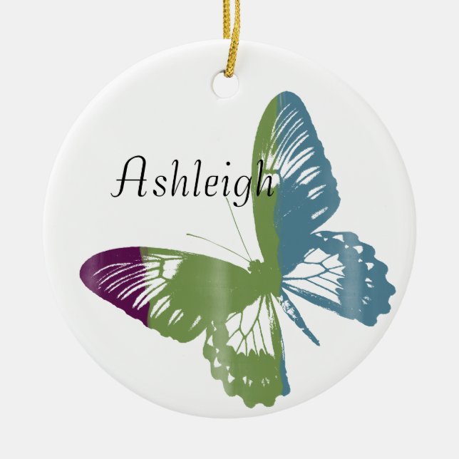 Watercolor Butterfly Ceramic Tree Decoration (Front)
