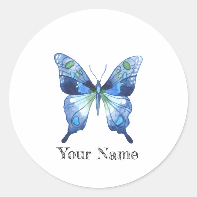 Watercolor Butterfly Classic Round Sticker (Front)
