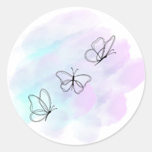 Watercolor butterfly classic round sticker