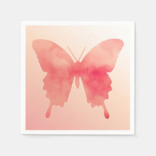 Watercolor Butterfly - Coral and Peach Napkin