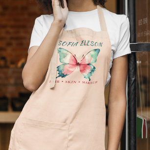 Watercolor Butterfly Elegant Blush Pink Uniform  Apron