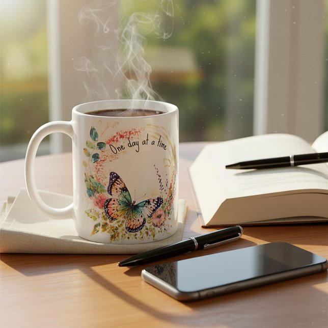 Watercolor butterfly floral custom coffee mug (Creator Uploaded)